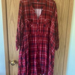 Long Sleeve Plaid Dress with Pockets!